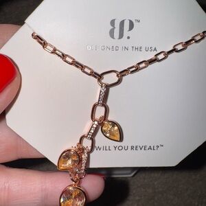 BP Rose Gold Necklace with Yellow Gemstones